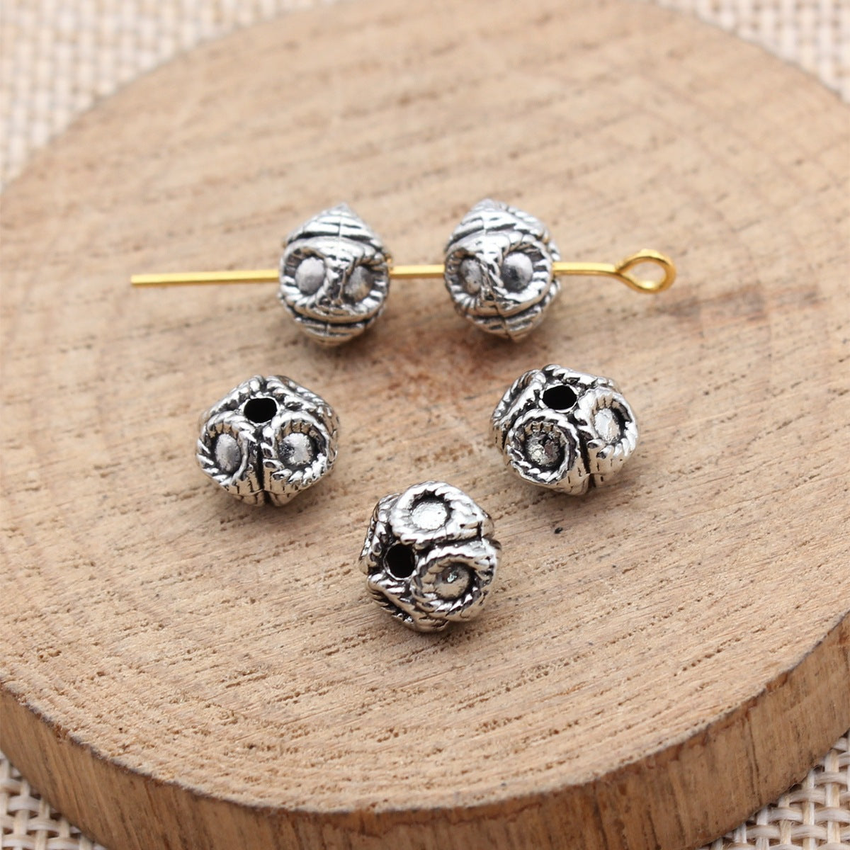 8.7x8.7x6.6mm 1.2g Antique Silver Zinc Alloy Round Small Hole Spacer Beads for Vintage Jewelry Making