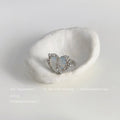Open Adjustable Silver Heart Opaline Glass Crystal Ring view 4