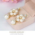 Gold Tone Silver Tone Pearl Floral Garland Pearl Look Metal Necklace and Earring Set view 3