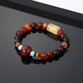 Multicolor Bead Stretch Bracelets with Carved Barrel Center Beads view 4