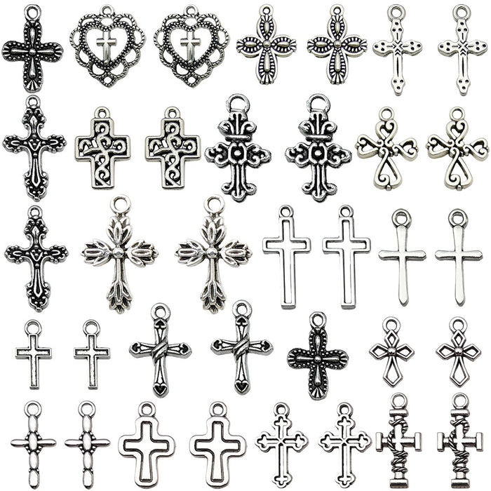 Antique Silver Cross Metal Charms with 21 Listed Options