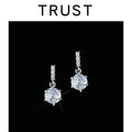 Silver Drop Earrings Bar Stud Large Round Clear Zircon view 4