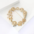 Gold Tone Seashell Starfish Circle Brooch Pearls AB Stones view 4