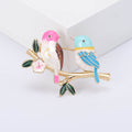 Enamel Two Birds on Branch Brooch Gold Tone Two Colorways view 6
