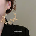 Silver Tone Butterfly Heart Crystal Hoop Earrings Jewelry Pair view 3
