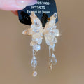Gold Tone Crystal Butterfly Wing Drop Stud Earrings view 6