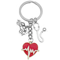 Silver Tone Medical Heart Stethoscope and Ambulance Keychains view 5