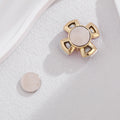 Blue and Pink Four Petal Crystal Flower Metal Brooch Pin view 4
