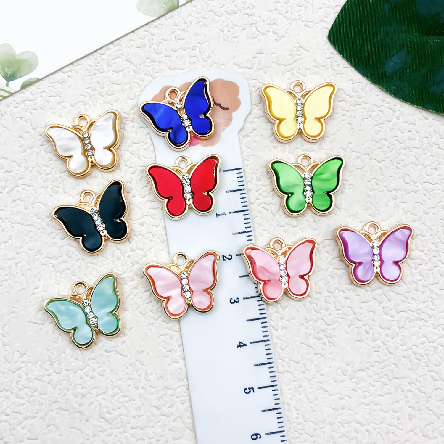 Colorful Rhinestone Acrylic Butterfly Charm Pendant for DIY Necklace Earrings Phone Strap