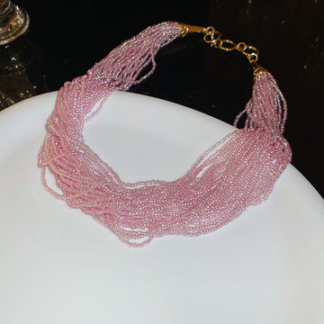 Multi Strand Seed Bead Twisted Necklace Four Color Styles