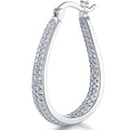 White Metal Teardrop Pavé Clear Stone Hoop Earrings Alloy view 1