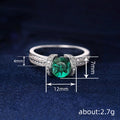 Silver Tone Green Round Gem Finger Ring Sizes 6-10 view 4
