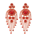 Crystal Chandelier Earrings with Floral Tops in Three Colors view 5