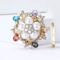 Pearl Flower Brooch with Clear or Multicolor Crystal Sprays view 4