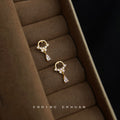 Gold Tone Clear Stone Wreath Bow Teardrop Stud Earrings view 3