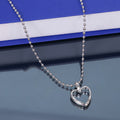 Colorful Bead Open Heart Double Layer Pendant Necklace view 3