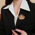 Metal Alloy Orchid Flower Brooch Pins Gold Or Silver Tone view 3