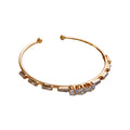 Gold Open Cuff Bracelet Square Baguette Clear Zircon Stones view 5