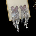 Crystal Heart Chandelier Earrings In Pink Magenta And Red view 6