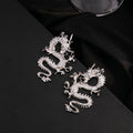 Gold Sculpted Chinese Dragon Statement Stud Earrings view 4