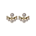 Gold Crystal Heart Pearl Stud Earrings Decorative Jewelry Design view 5
