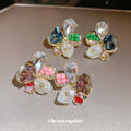 Multicolor Crystal Flower Cluster Stud Earrings in Two Palettes view 3