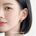 Silver Knot Accent Round Mini Huggie Hoop Earrings view 2