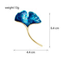 Aqua Blue Ginkgo Leaf Two Designs Metal Brooch Pin view 2