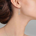 Silver Tone Open Treble Curve Long Dangle Drop Earrings view 2