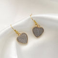 Gold Tone Glitter Heart Drop Earrings in Six Bright Colors view 7