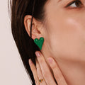 Green Red Enamel Oil Drip Heart Stud Earrings Stainless Steel view 3