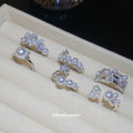 Silver Pearl Zircon Open Rings in Six Style Designs view 4