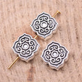 Four Petal Floral Small Hole Metal Beads in Three Finishes view 2