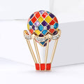 Gold Multicolor Enamel Air Balloon Brooch Rhinestones view 2