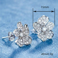 Silver Five Petal Pavé CZ Flower Stud Earrings Pair view 4