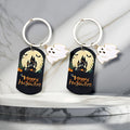 Halloween Castle Dog Tag Keychain White Ghost Charm view 2