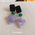 Black Green And Lilac Geometric Drop Earrings Fashion Jewelry view 4