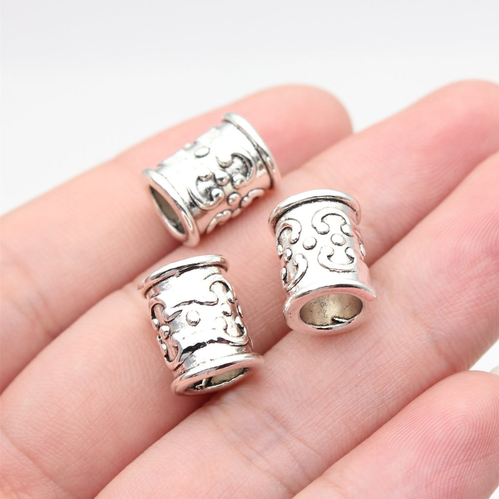 13x10x10mm 2.3g Multicolor Zinc Alloy Pitted Tube Large Hole Spacer Beads for Handmade Jewelry Making