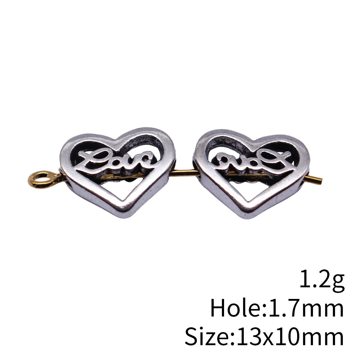 13x10mm 1.2g Antique Silver Zinc Alloy Love Heart Loose Metal Beads for DIY Bracelet Jewelry Making