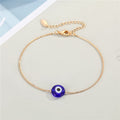 Gold Tone Round Glass Evil Eye Chain Anklets in Four Colors view 2
