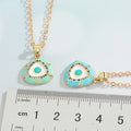 Gold Tone Enamel Triangle Eye Pendant Necklaces in Green or Pink view 5