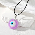 Round Resin Evil Eye Pendant Necklaces on Black Cords view 6