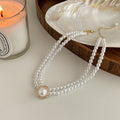 White Double Strand Pearl Rhinestone Halo Choker Single Style view 6