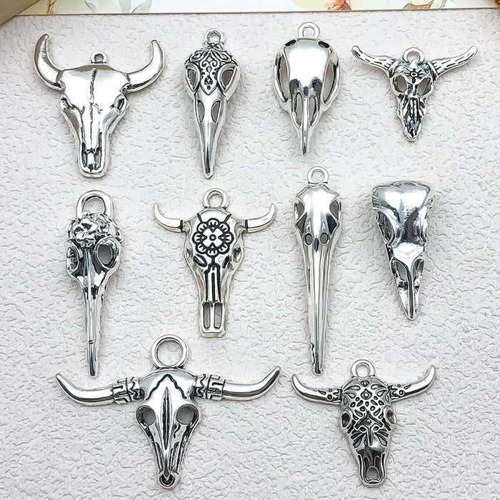 Antique Silver Metallic Bull Totem Metal Charms with 11 Listed Options