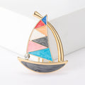 Enamel Sailboat Brooch with Geometric Sails in Two Colorways view 2