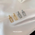 Geometric Double Rectangle Drop Earrings Polished Metal Jewelry view 1