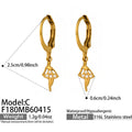 Gold Girl Charm Dangle Hoop Earrings Clear Crystal Accents view 6