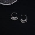 Silver Open C-Hoop with Clear Teardrop Fringe Earrings view 6