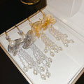 Lotus Pearl Tassel Drop Earrings Decorative Jewelry Design view 3