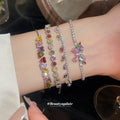 Silver Multicolor Crystal Charm Bracelets Adjustable Set view 3